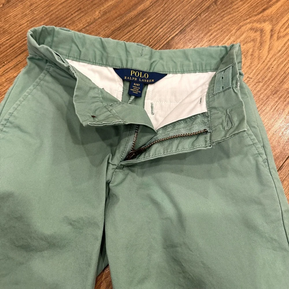 Polo Ralph Lauren Boys Green Chino Shorts Size 4/4T Classic Cotton Preppy